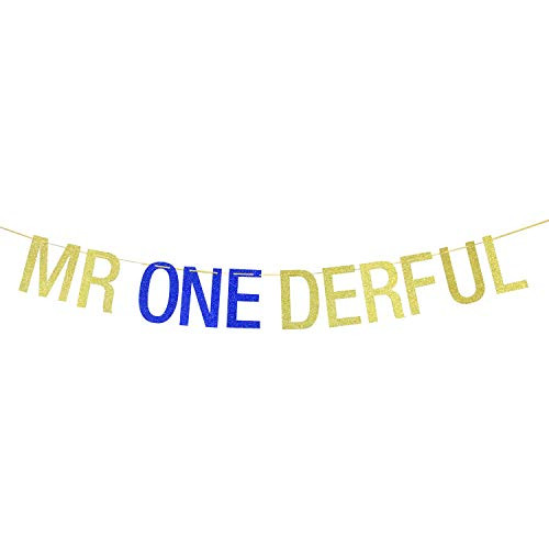 Mr Onederful Banner  Baby Boys First Birthday Supplies Boys 1st Birthday Banner ?Blue and Gold? Mr Onederful Banner  Baby Boys First Birthday Supplies Boys 1st Birthday Banner ?Blue and Gold?