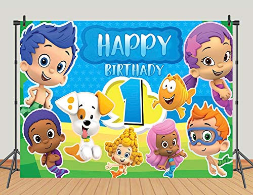Cartoon Bubble Guppies Theme Blue Photography Backdrops Under The Sea World Ocean Happy 1st Birthday Party Decoration Photo Background 5x3ft Newborn Baby Shower Banner Cake Table Studio Booth Cartoon Bubble Guppies Theme Blue Photography Backdrops Under The Sea World Ocean Happy 1st Birthday Party Decoration Photo Background 5x3ft Newborn Baby Shower Banner Cake Table Studio Booth