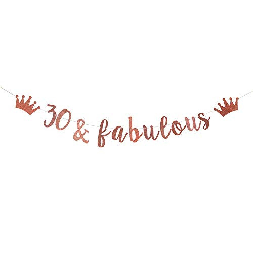 Rose Gold 30 Fabulous Banner 30th Birthday Party Decor Funny Thirty Years Old Birthday Banner 30th Birthday Party Decorations