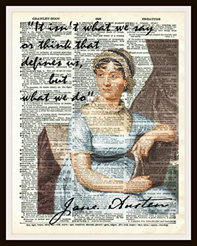 Jane Austen Quote Art Print Poster on Ephemera Dictionary Page Reproduction Background Unframed 8 x 10