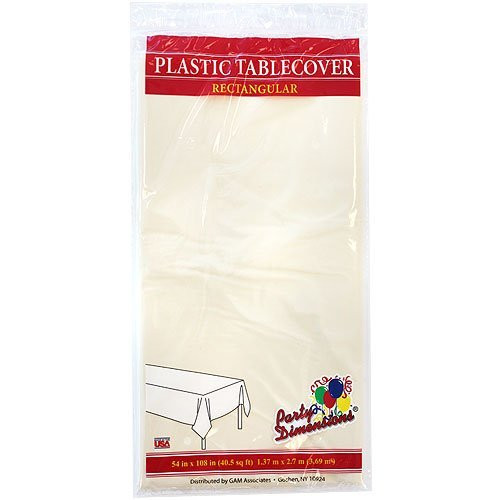 Plastic Party Tablecloths  Disposable Rectangular Tablecovers  8 Pack  Ivory  By Party Dimensions