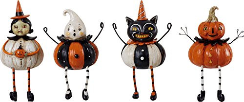 Halloween Vintage PumpkinShaped Figures Shelf Sitter Decoration Set of 4