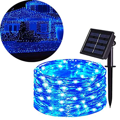 Solar Light String 100LED 36FT2 Patterns of Solar Fairy Light String Copper Wire lamp Used for Garden Terrace Christmas Wedding Party Interior Decoration Outdoor Waterproof Blue Light