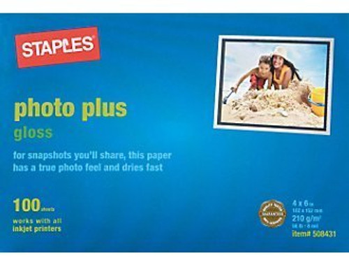 Staples Photo Plus Gloss 100 Sheets 4x6