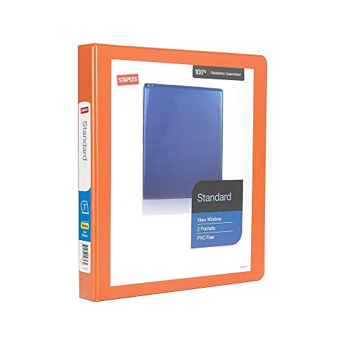Staples 82654 Standard 1Inch 3Ring View Binder Orange 26436Cc Staples 82654 Standard 1Inch 3Ring View Binder Orange 26436Cc