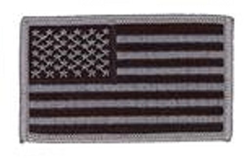 American Flag 2 x 35 Hook  Loop 2 Piece Patch BlackGrey