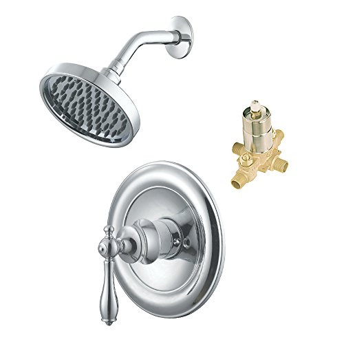 Aqueous KS3050CH Shower Kit with Trim Sunflower Showerhead and Roughin Valve Chrome