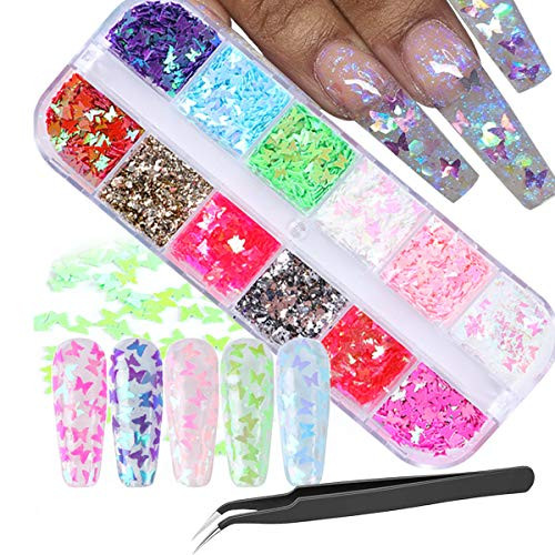 3D Butterfly Nail Glitter Sequins 30GBox 12 Color Laser Butterfly Nail Sequin Acrylic Paillettes Holographic Nail Sparkle Glitter for Nail Art Decoration 3D Butterfly Nail Glitter Sequins 30GBox 12 Color Laser Butterfly Nail Sequin Acrylic Paillettes Holographic Nail Sparkle Glitter for Nail Art Decoration