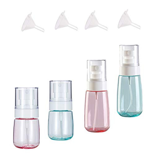 4Pcs Fine Mist Spray Bottle Travel Kit Empty Spray Bottles Clear Refillable Travel Containers for Cosmetic Skincare Perfume 2 Pcs 1oz30ml  2 Pcs 2oz 60ml 4 Funnels