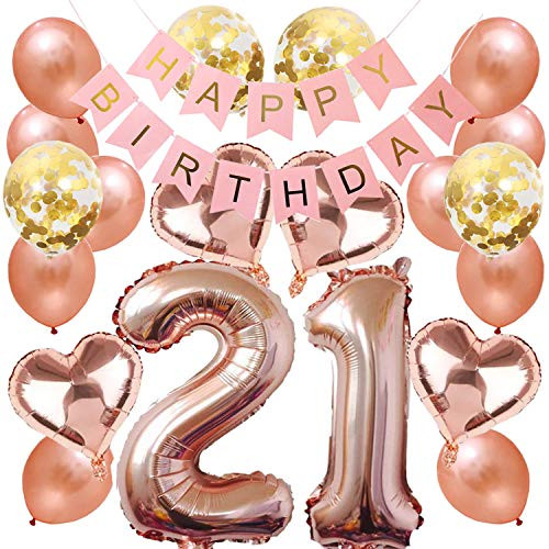 Fvviia 21st Birthday Decorations  21st Birthday Decorations Rose Gold 21st Rose Gold Balloons 40 inch Pink and Gold Happy Birthday Banner Decoration Rose Gold Heart Balloons Confetti Balloons Girls Home Office Indoor Outdoor Party Supplies Totally Fvviia 21st Birthday Decorations  21st Birthday Decorations Rose Gold 21st Rose Gold Balloons 40 inch Pink and Gold Happy Birthday Banner Decoration Rose Gold Heart Balloons Confetti Balloons Girls Home Office Indoor Outdoor Party Supplies Totally