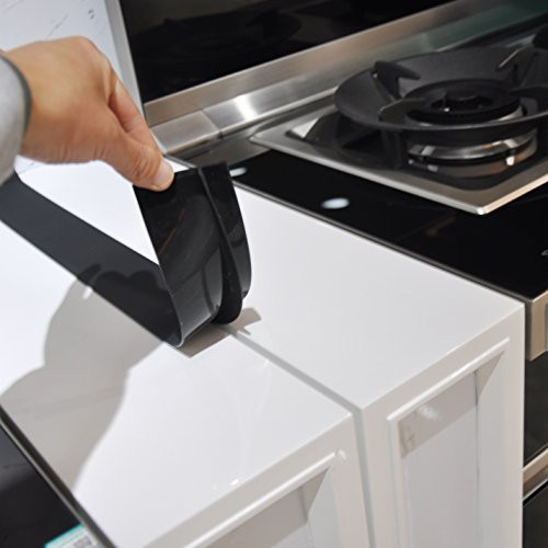 Mofason Stove Counter Gap Cover Kitchen Silicone Oven Gap Filler  25 Inches Countertop Strips Gap Guard Easy to Clean Black