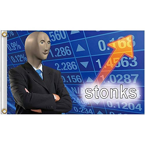 inteluck Stonks Flag Banner 3x5Ft College Dorm Room Man Cave Frat Wall Outdoor Flag