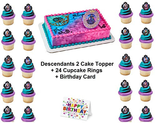 Descendants 2 Rebel Attitude Cake Topper Set Cupcake 24 Pieces plus Birthday Card