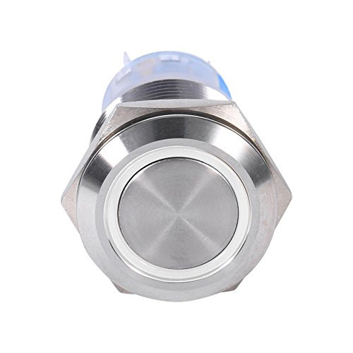Keenso 19mm Push Button Switch Waterproof 12V LED SelfLocking Latching OnOff Button Switch 1NO1NC Button SwitchWhite