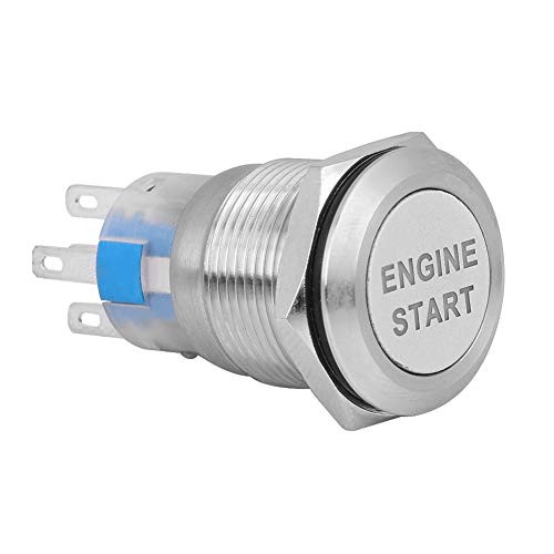 Push Button Switch 12V Universal Waterproof Car Engine Start Push Button Switch Ignition Starter with LED lightSilver