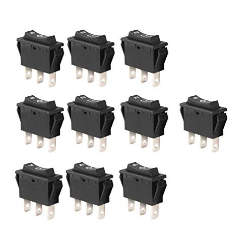 Aodesy 10Pcs SPDT 3 Terminal 3 Position OnOffOn Switch AC 250V 15A SPDT Snap Rocker Switch