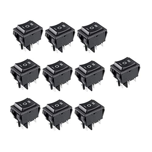 Aodesy 10Pcs DPDT 16A250V AC 20A125V Boat Rocker Switches Black 6 Terminal 3 Position for Electrical Products