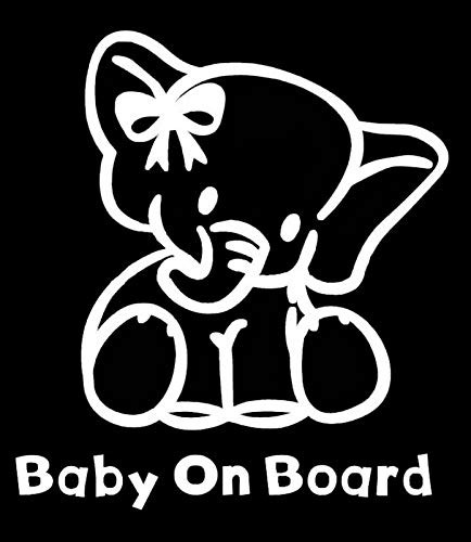 LLI Baby Girl On Board Elephant  Decal Vinyl Sticker  Cars Trucks Vans Walls Laptop  White  72 x 55 in  LLI1448