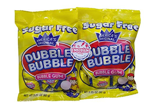 Sugar Free Dubble Bubble Original Flavor  Two 325 ounce bags of Individually Wrapped Bubble Gum Pieces with Refrigerator Magnet