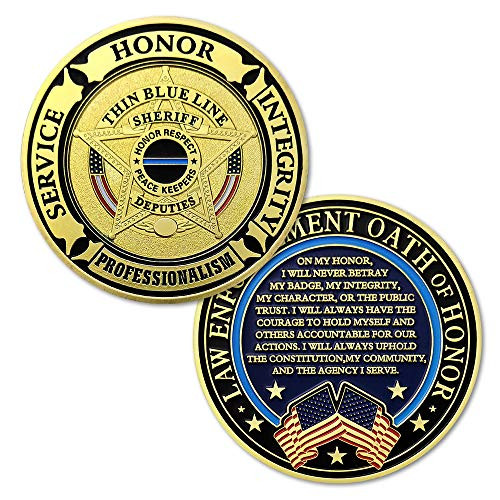 Sheriff Challenge Coin Thin Blue Line Police Prayer Coin
