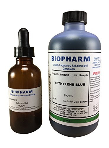 Biopharm Methylene Blue 1 Aqueous Solution 250 mL  Includes an Empty 50mL Dropper Bottle and Convenient Dispensing Cap