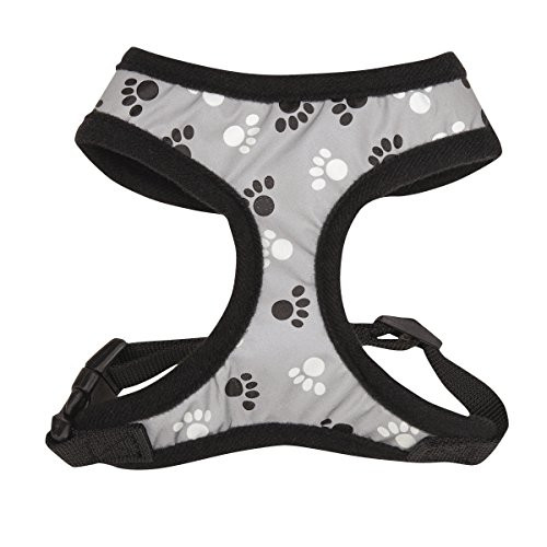 Casual Canine Reflective Pawprint Dog Harness Small Black