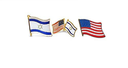 3 Piece Patriotic Israel State  American Flag Pride Lapel or Hat Pin  Tie Tack Set with Clutch Back by Novel Merk