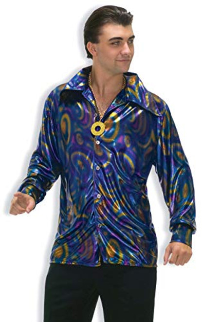 Forum Novelties Mens 70s Disco Dynamite Dude Costume Shirt PurpleGoldBlue Standard Forum Novelties Mens 70s Disco Dynamite Dude Costume Shirt PurpleGoldBlue Standard