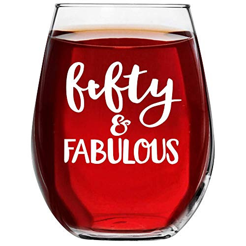 50 and Fabulous Wine Glass Turning 5oth Birthday Gifts for Women fifty year old Novelty Idea With Prime by Mugish 17oz 50 and Fabulous Wine Glass Turning 5oth Birthday Gifts for Women fifty year old Novelty Idea With Prime by Mugish 17oz