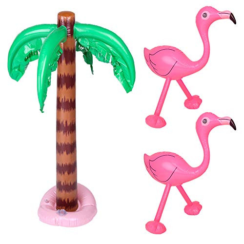 KINAKE 3 Pack Inflatable Palm Trees Inflatable Palm Trees Inflatable Beach Pool Toys for Tropical Hawaiian Summer Pool Beach Party Decorations