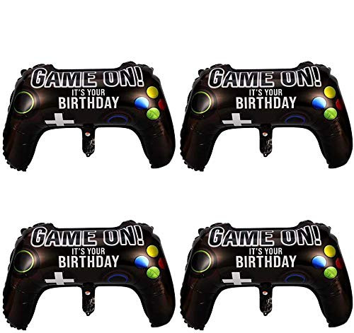 KLEBREIS 4 Packs Video Game Party Balloons Foil Balloon 236 x 157 Inch Game on Balloons Video Game Controller Aluminum Foil Balloon for Birthday Party and Game Party Decoration