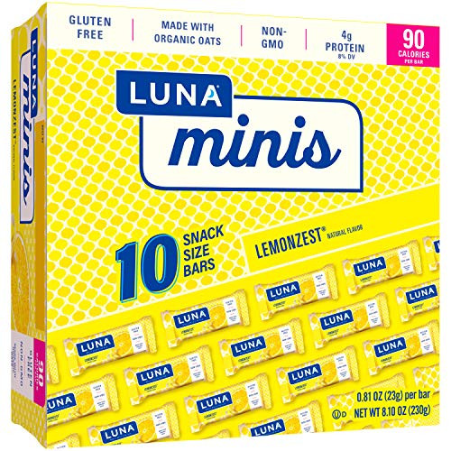 Luna BAR Mini  Gluten Free Snack Bars  Lemon Zest Flavor  169 Ounce Snack Bar 10 Count