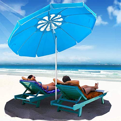 MOVTOTOP Beach Umbrella UV 50 65ft Umbrella with Sand Anchor  Tilt Aluminum Pole Portable Beach Umbrella with Carry Bag for Beach Patio Garden Outdoor