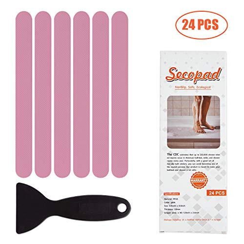 Secopad NonSlip Bathtub Stickers Safety Bathroom Tubs Showers Treads Adhesive Decals Scraper Pink