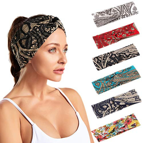 knot headband for women6 Pack Yoga Running Headbands Sports Workout Hair Bands Wide Turban Thick Head Wrap Fashion Hair Accessories