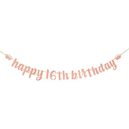 Rose Gold Happy 16th Birthday Banner 16th Birthday Party Decoratons 16th Birthday Party Sign Rose Gold Happy 16th Birthday Banner 16th Birthday Party Decoratons 16th Birthday Party Sign