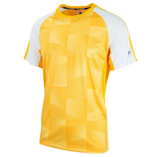 Fila Mens Core Printed Short Sleeve Crewneck TShirt Medium Team GoldWhite