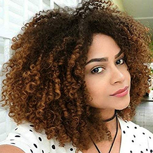 Sallcks Short Brown Afro Wigs for Black Women Curly Kinky Fluffy Dark Roots Wig Halloween Cosplay Custome Synthetic Hair Full Wig Sallcks Short Brown Afro Wigs for Black Women Curly Kinky Fluffy Dark Roots Wig Halloween Cosplay Custome Synthetic Hair Full Wig
