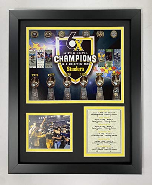 Legends Never Die Pittsburgh Steelers Super Bowl Championships Collectible  Framed Photo Collage Wall Art Decor  12x15