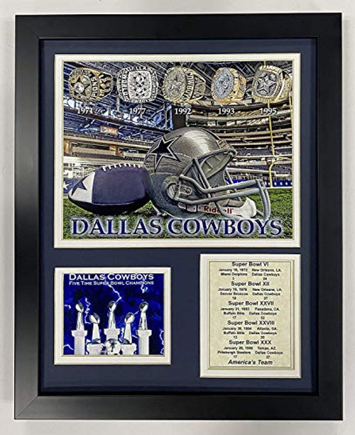 Legends Never Die Dallas Cowboys Super Bowl Championship Rings Collectible  Framed Photo Collage Wall Art Decor  12x15 11573U