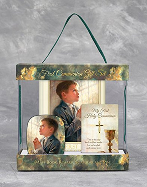 First Communion Kit Gift Set with Mass Book Lapel Pin and Rosary for Boys First Communion Kit Gift Set with Mass Book Lapel Pin and Rosary for Boys