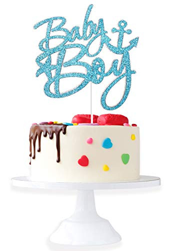 Baby Boy Cake Topper  Gender Reveal Baby Shower Newborn Baby Blue Glitter Nautical Anchor Cake Decor  Welcome Baby Its A Boy Party Decoration