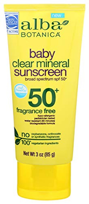 Alba Botanica Sunscreen Mineral Clear Baby SPF 50 3 Ounce Alba Botanica Sunscreen Mineral Clear Baby SPF 50 3 Ounce