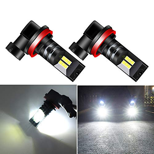 Teguangmei H8 H11 LED Fog Light Bulbs Xtreme Super Bright 6000K 1200LM Xenon White 12V 2525 12SMD LED Fog Lights DRL Replacement for Cars Trucks Fog Light Bulb