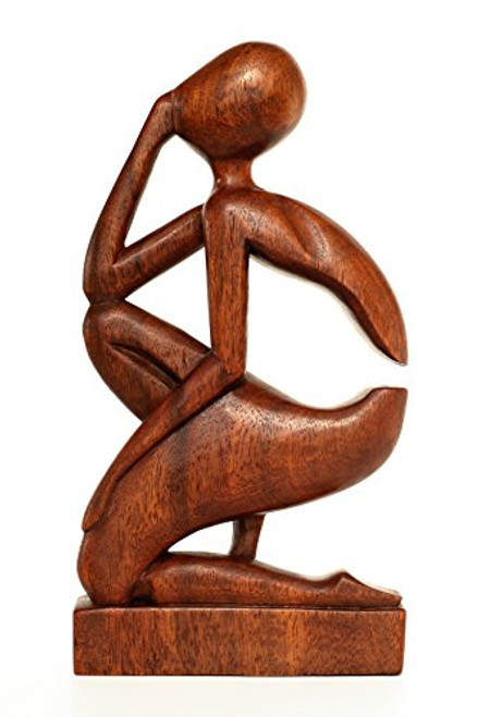 G6 Collection 12 Abstract Sculpture Wooden Handmade Handcrafted Art  The Thinker  Home Decor Decorative Figurine Accent Decoration Hand Carved Thinking Man Statue