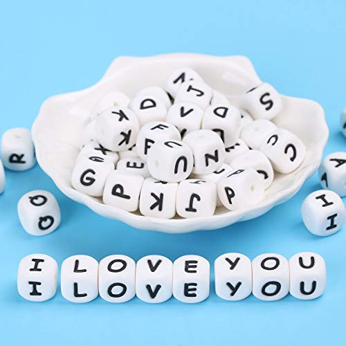 52PCS 12MM Silicone Teether Beads in 26 Letters DIY Teething Chewable Beads Baby Nursing Necklace Bracelet Jewelry Accessory