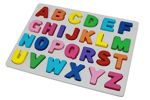 Afunti Alphabet Jigsaw Puzzles Wooden ABC Upper Case Letter Learning Board Toy for Kindergarten Toddlers Preschools for 1 2 3 Year Old Toddler Baby Kids