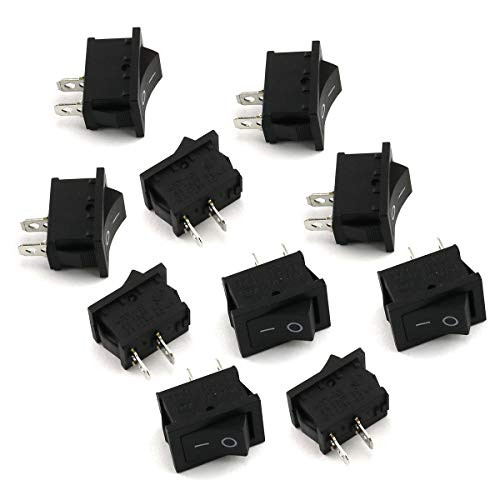 Eoutstanding KCD1 Rocker Switch 10PCS 6A10A 250V125V AC 2Pins Dashboard Panel Mount ONOff Position BlackPush Button Mini Boat Switch