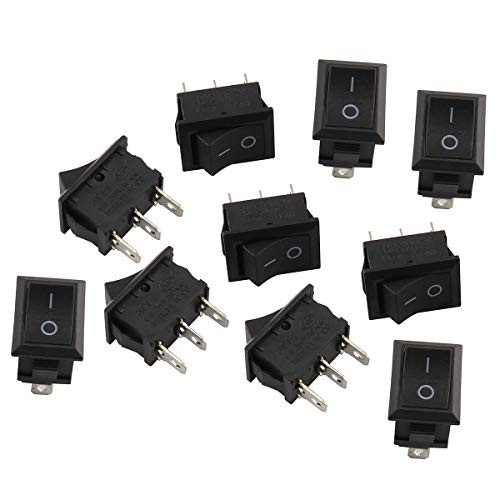Eoutstanding KCD1 Rocker Switch 10PCS 6A10A 250V125V AC 3Pins Dashboard Panel Mount ONOff Position Black Push Button Mini Boat Switch