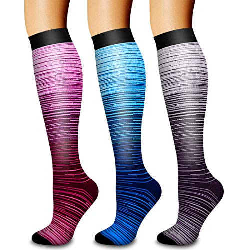 Compression Socks3 Pairs Compression Sock Women and Men Best Running Athletic Sports Crossfit Flight Travel